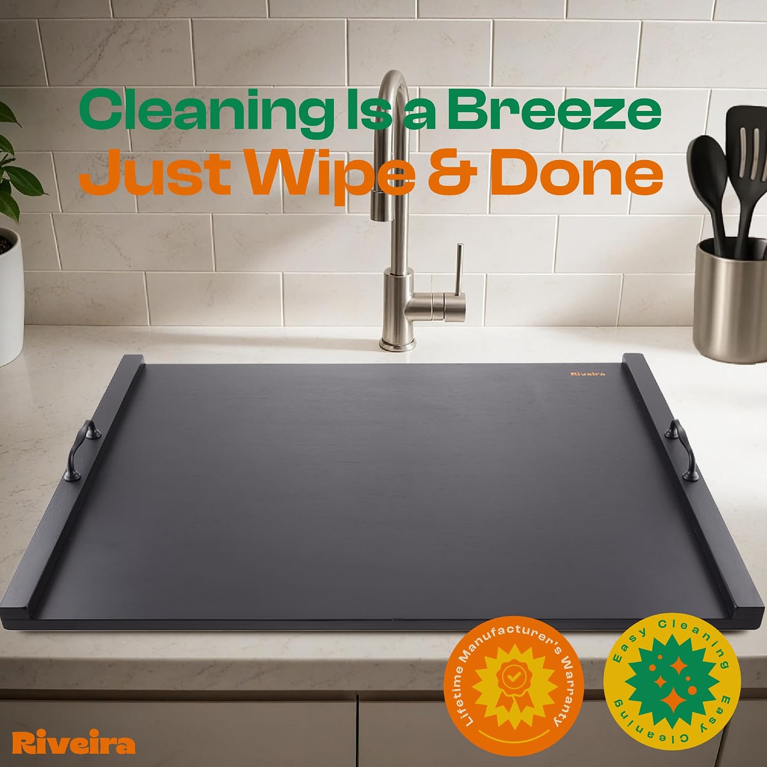30x22 Bamboo Black Stove Top Covers for Electric Stove & Gas Stove Top Covers for Gas Burners – Large Gas Stove Cover with Handle & Juice Groove – Rustic Stove Covers for Gas Stove Top — image 6 of 7