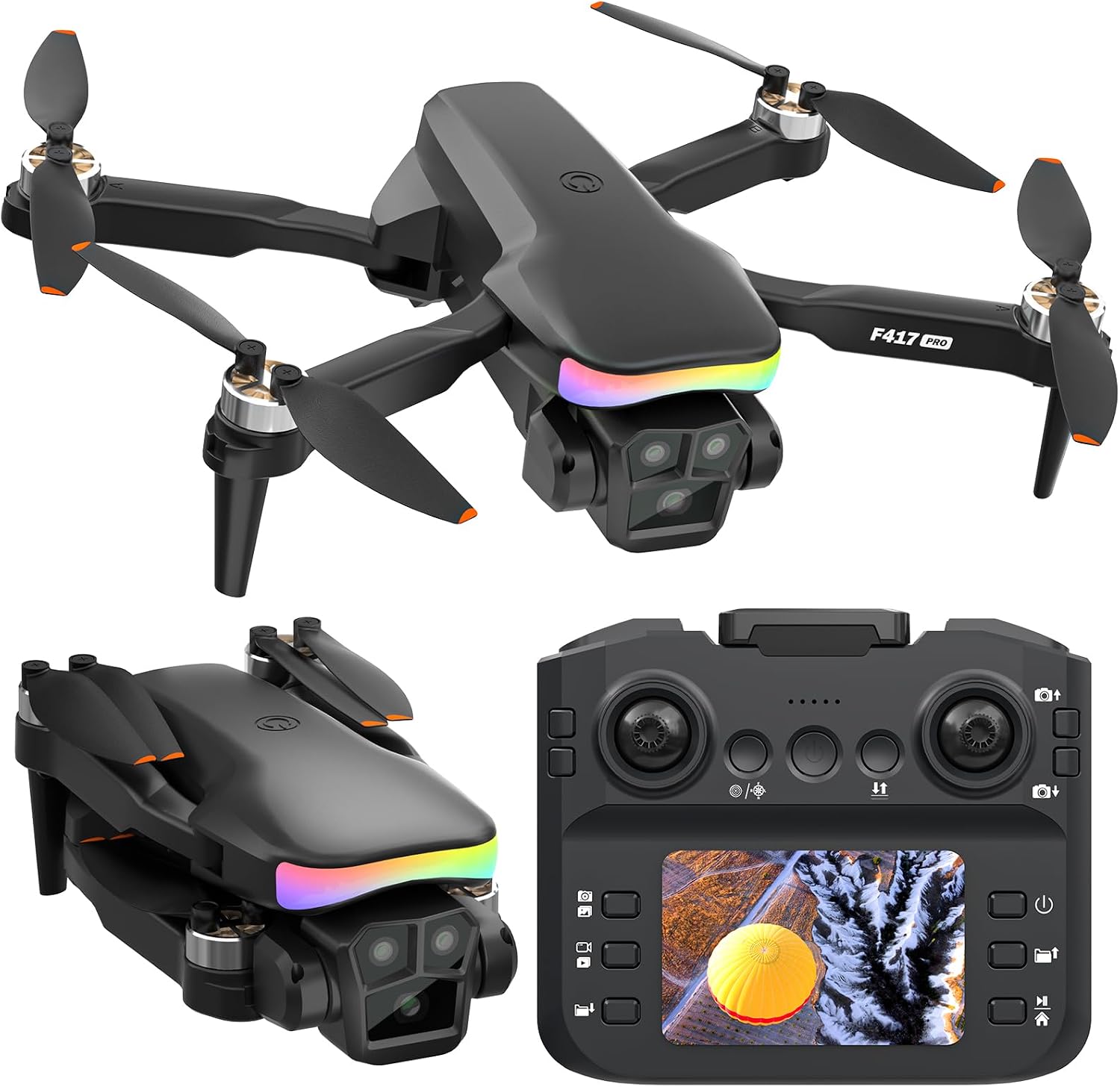Mini Drone with 1080P Camera for Adults and Beginner,RGB LED Light FPV Drone Quadcopter for Beginners,One Key Take Off/Land Altitude Hold,Optical Flow Positioning Gravity Gesture Control