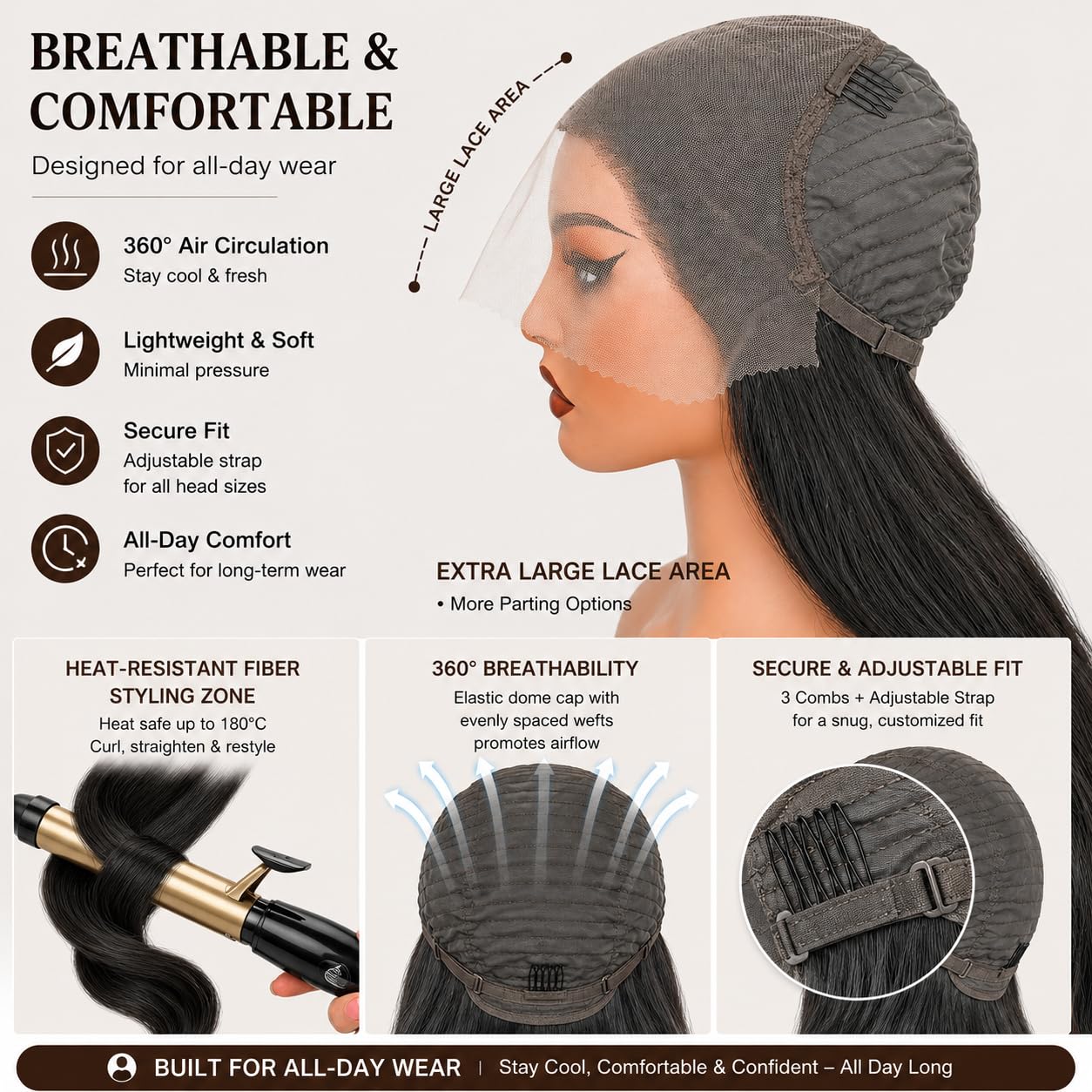 30 Inch 13x6 Lace Front Wig Synthetic Heat Resistant Body Wave PrePlucked HD Transparent Lace Wigs Black — image 3 of 11