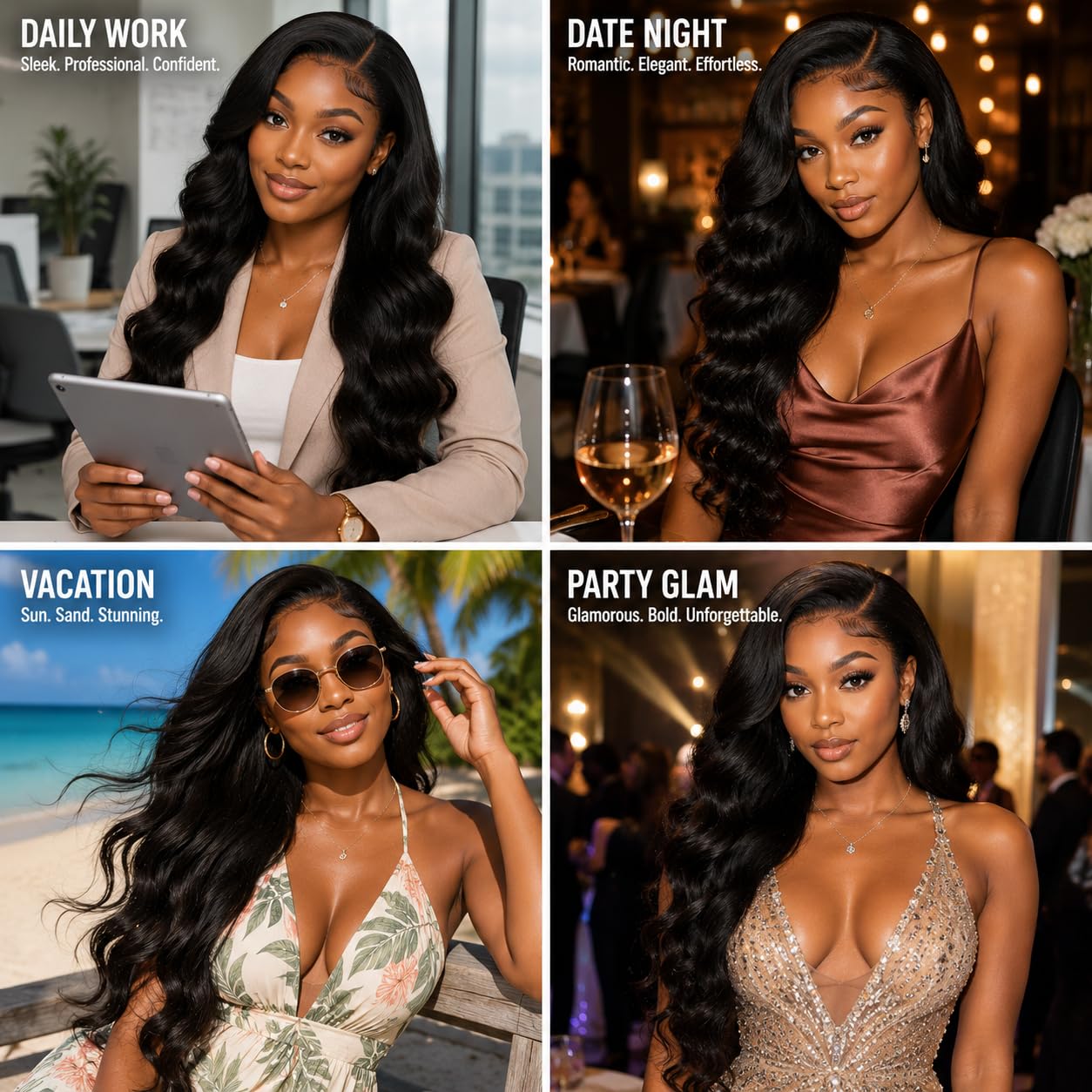 30 Inch 13x6 Lace Front Wig Synthetic Heat Resistant Body Wave PrePlucked HD Transparent Lace Wigs Black — image 6 of 11