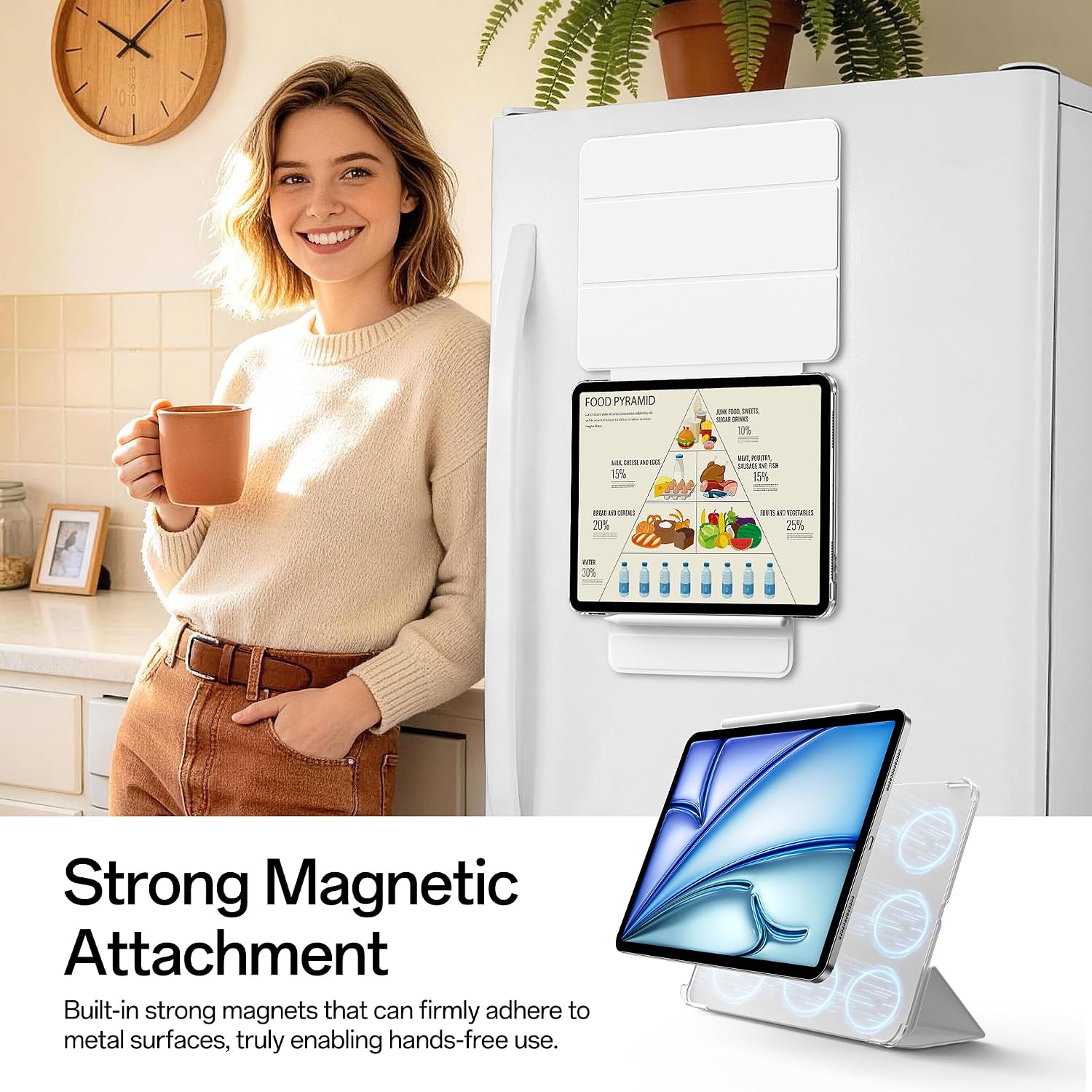 Case for iPad Air 11 Inch M4/M3/M2 (2026/2025/2024), iPad Air 5th/4th Gen (2022/2020), Removable Magnetic Cover, 3 Viewing/Writing Angles, Four-Corner Protectiv, Auto Wake and Sleep (White) — image 4 of 11