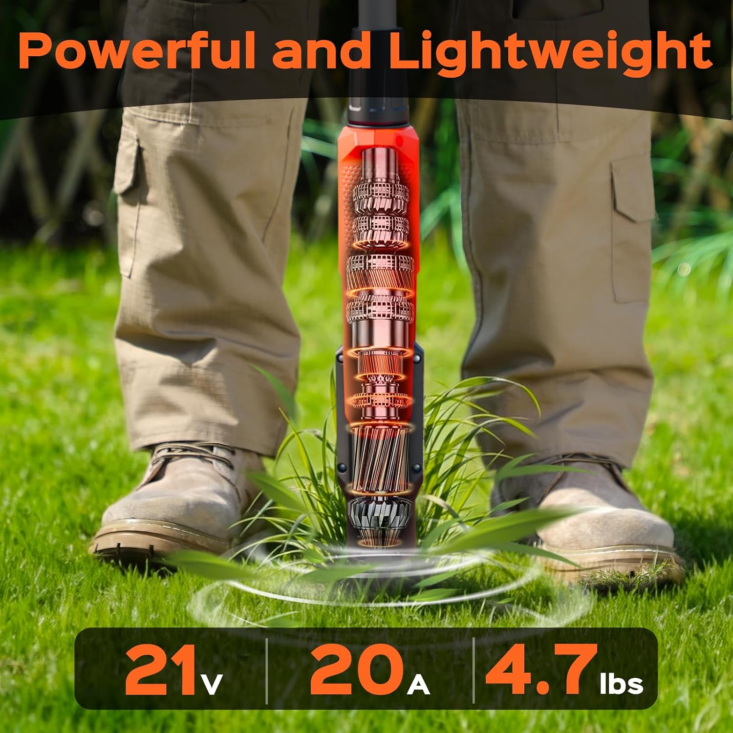 Weed Puller Tool, 21V Powerful Garden Tools Electric Weeder Tool, Orange — image 3 of 9