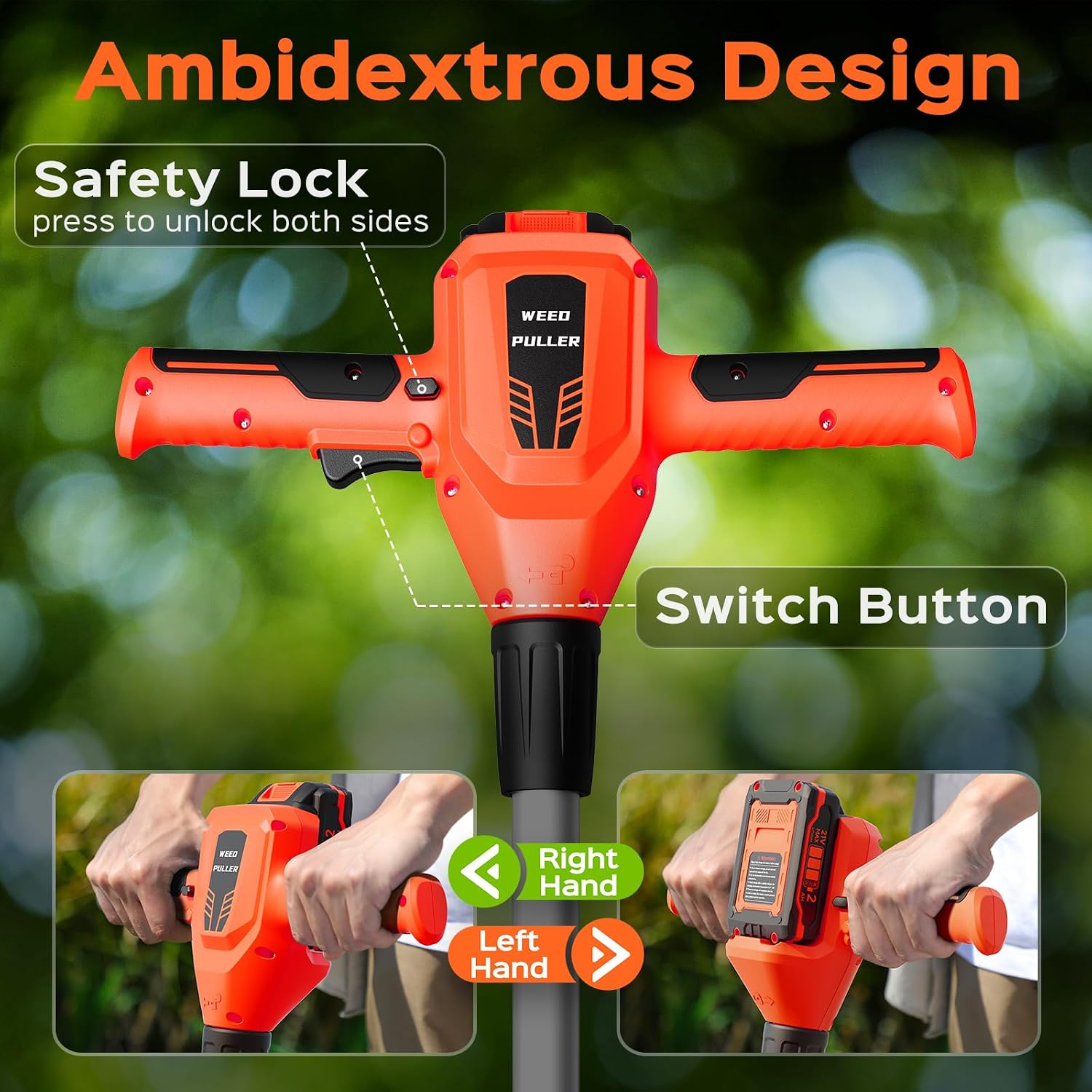 Weed Puller Tool, 21V Powerful Garden Tools Electric Weeder Tool, Orange — image 4 of 9