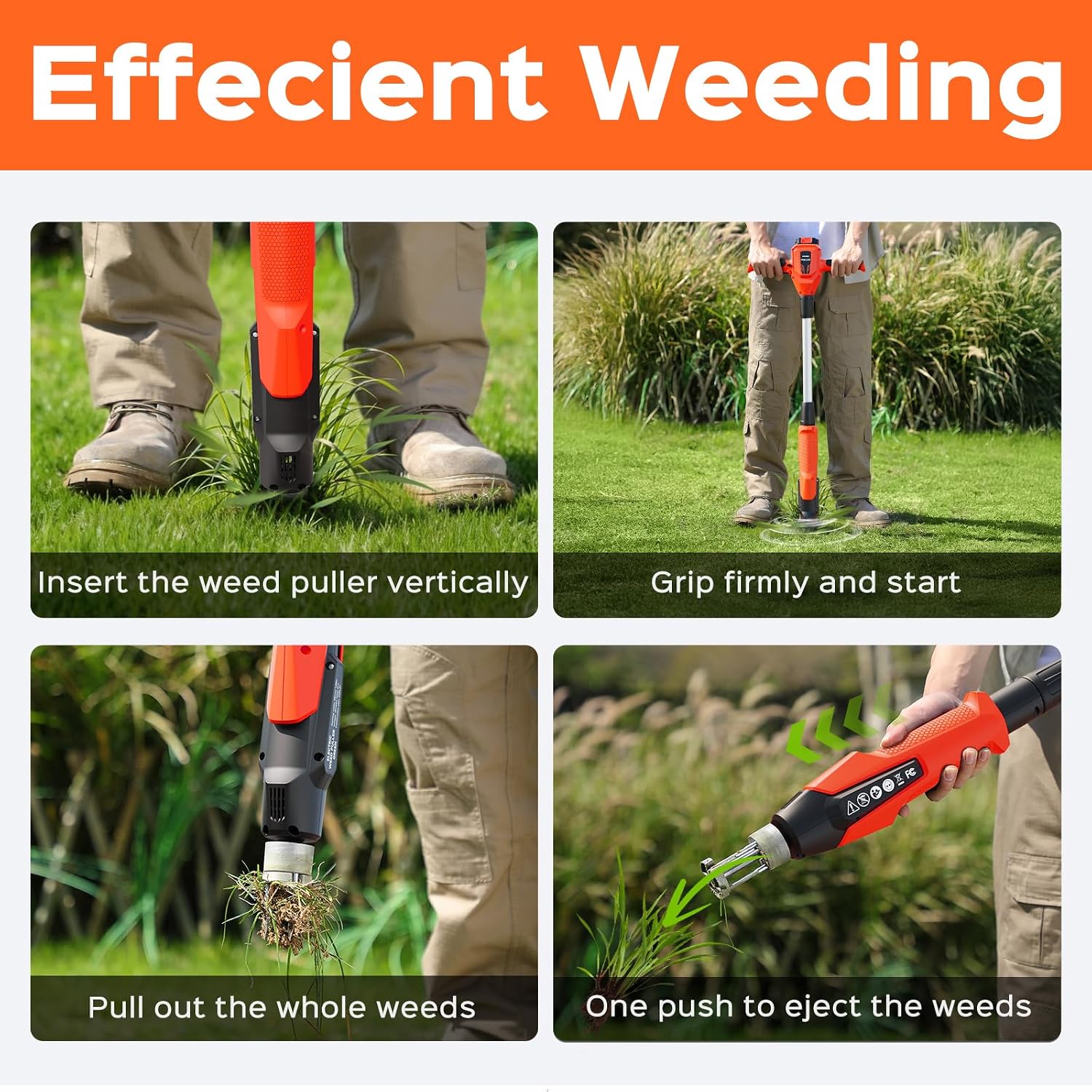 Weed Puller Tool, 21V Powerful Garden Tools Electric Weeder Tool, Orange — image 5 of 9