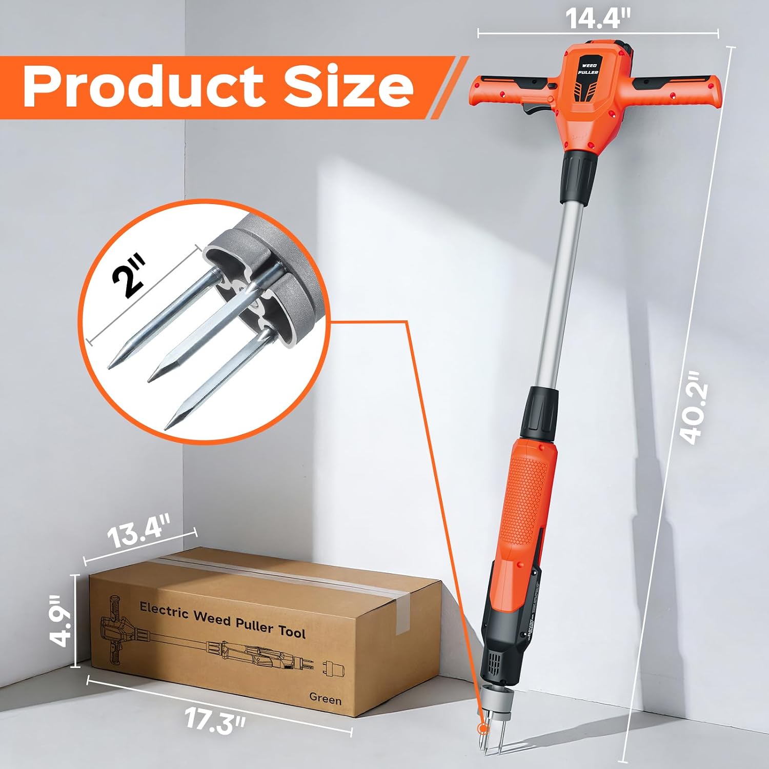 Weed Puller Tool, 21V Powerful Garden Tools Electric Weeder Tool, Orange — image 8 of 9
