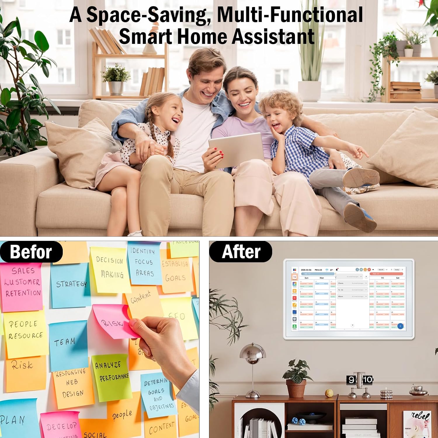 15.6" Smart Digital Wall Calendar - 1080P HD Touchscreen Electronic Planner & Family Hub for Chore Charts & Meal Planning. Auto-Syncs with Google, iCloud, Outlook, Cozi — image 4 of 8