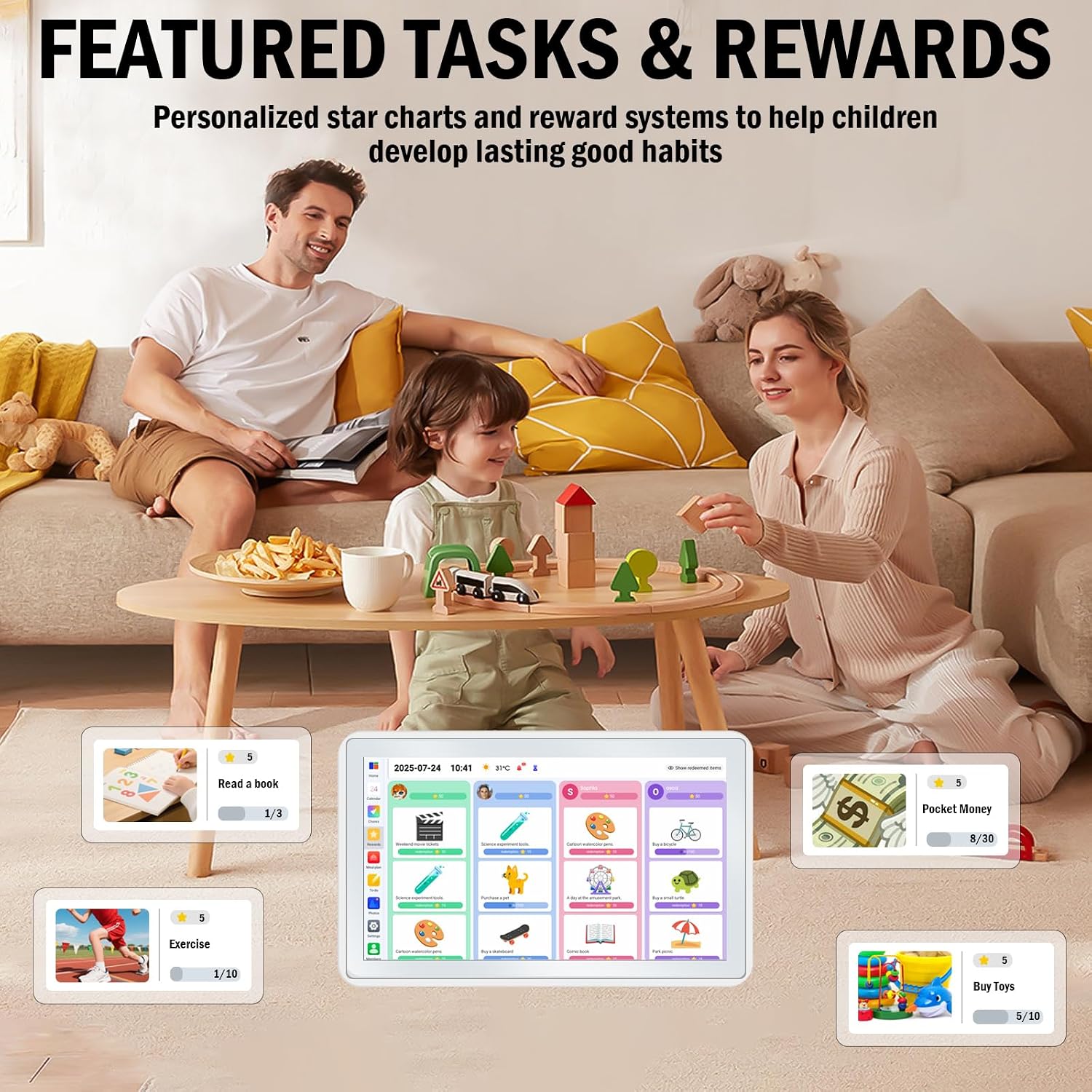 15.6" Smart Digital Wall Calendar - 1080P HD Touchscreen Electronic Planner & Family Hub for Chore Charts & Meal Planning. Auto-Syncs with Google, iCloud, Outlook, Cozi — image 5 of 8