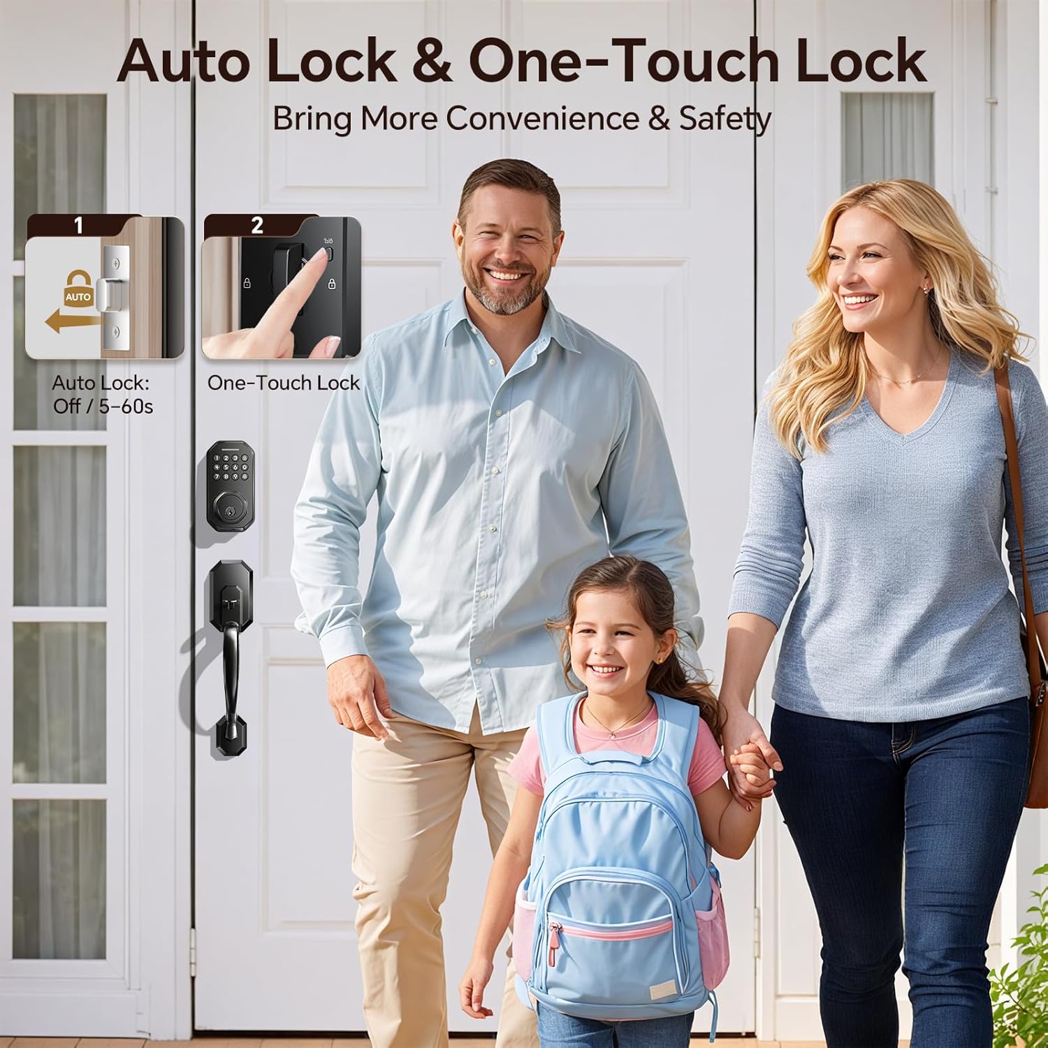 Ulecoce SL03 Keyless Entry Door Lock Set for Front Door, Matte Black — image 5 of 8