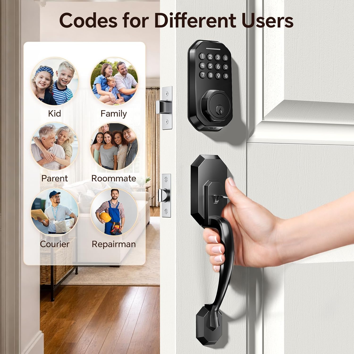 Ulecoce SL03 Keyless Entry Door Lock Set for Front Door, Matte Black — image 6 of 8
