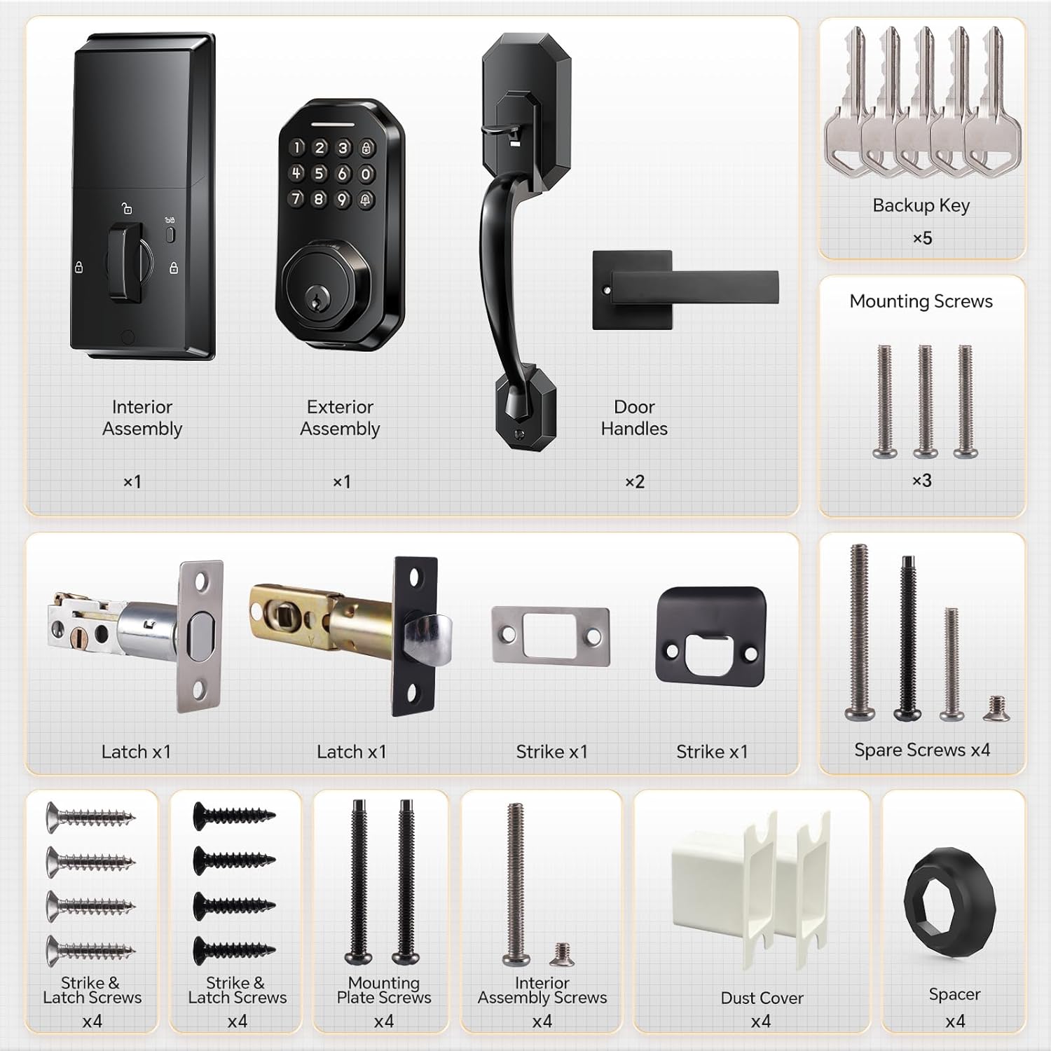 Ulecoce SL03 Keyless Entry Door Lock Set for Front Door, Matte Black — image 8 of 8