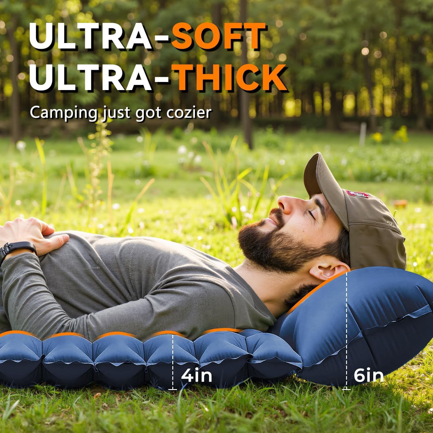 Sleeping Pad for Camping, Built-in Foot Pump with Pillow — image 2 of 7