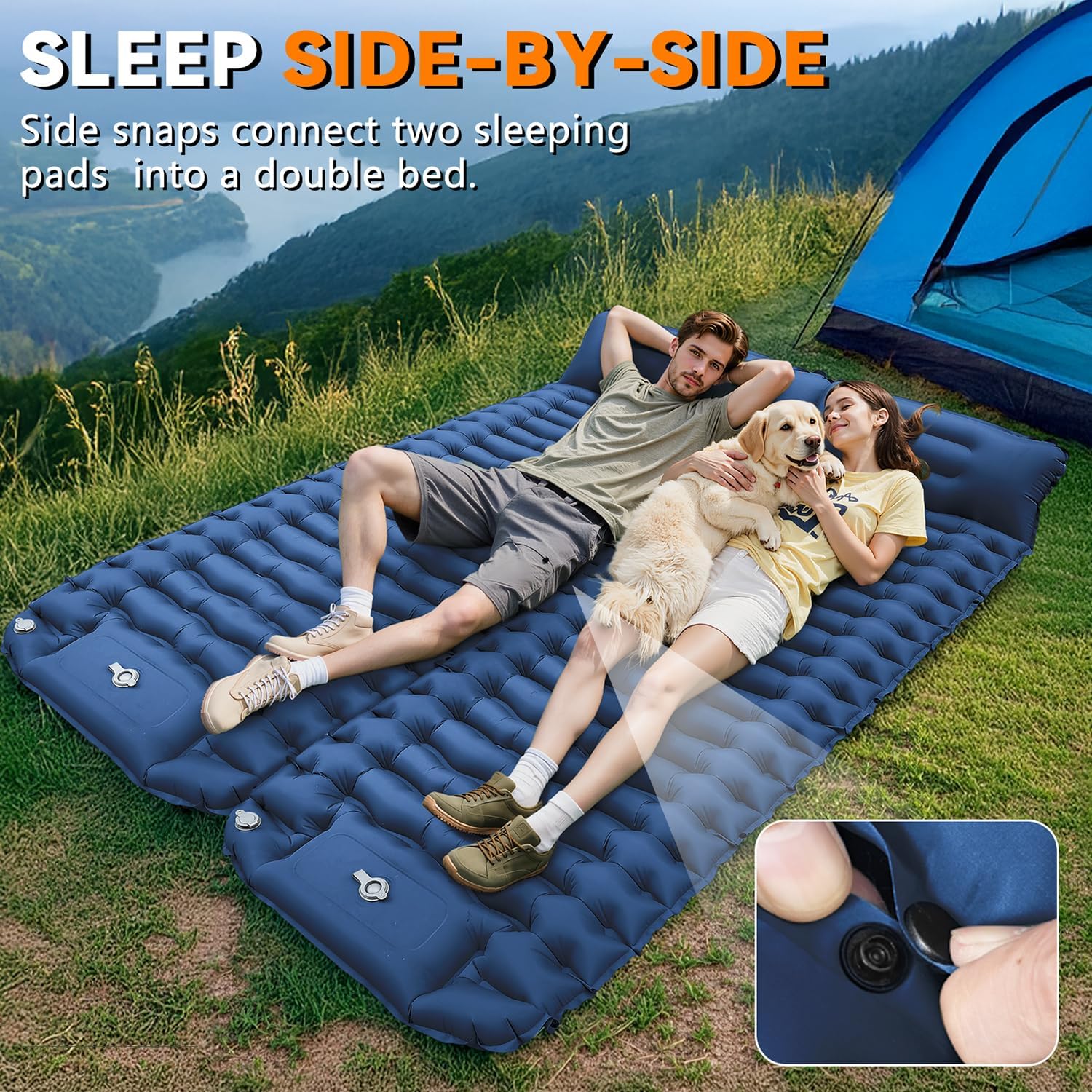 Sleeping Pad for Camping, Built-in Foot Pump with Pillow — image 6 of 7
