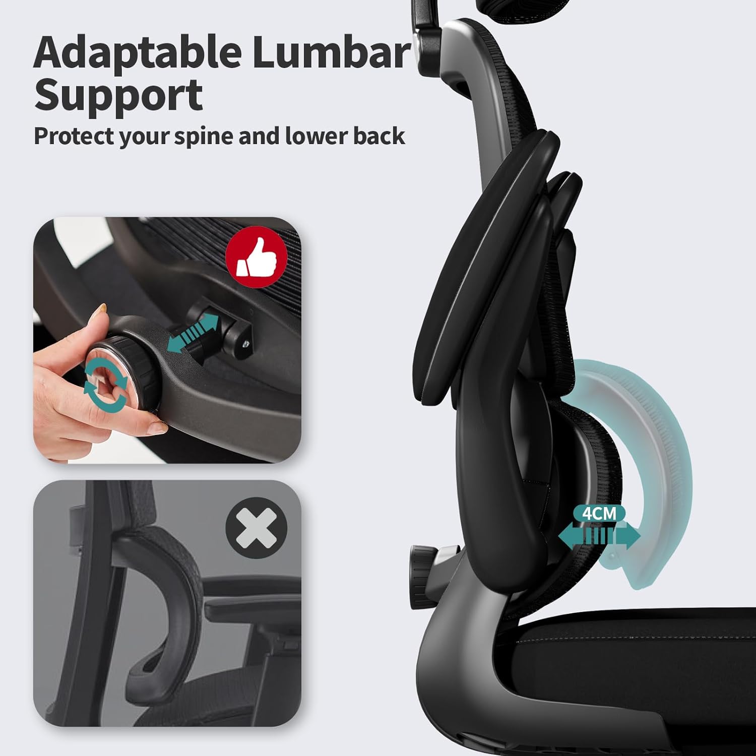 Office Chair Ergonomic Desk Chair - Gaming Chair with Lumbar Support 330 LBS Home Office Desk Chairs with Headrest, Reading Chair with Flip-up Armrests, Comfortable Computer Chairs Black — image 3 of 8