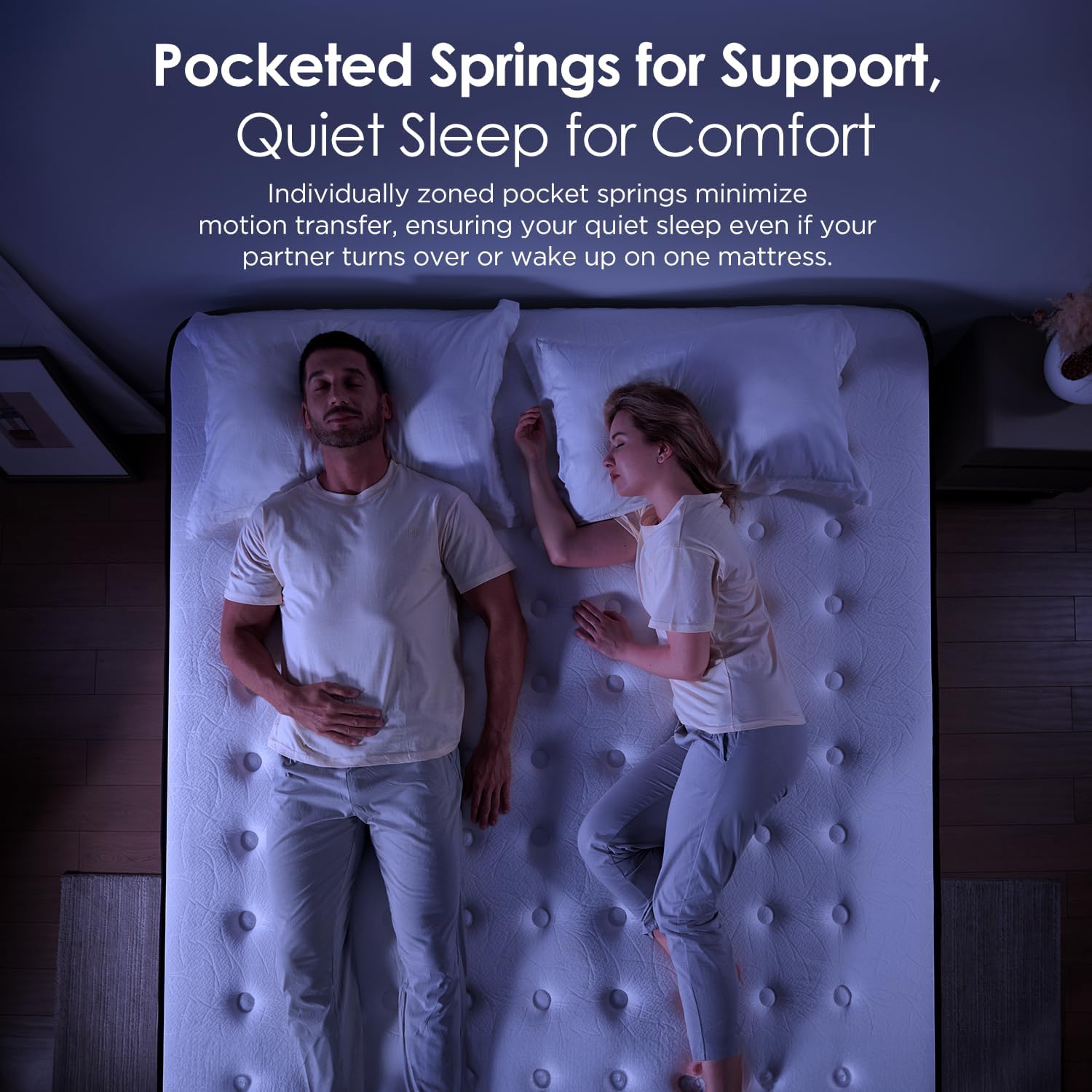 14 Inch Queen Mattress, Medium Firm Hybrid Mattress Queen with Zoned Pocket Springs & Memory Foam for Pressure Relief, Motion Isolation | Fiberglass-Free, CertiPUR-US Certified | 80" x 60" — image 8 of 8