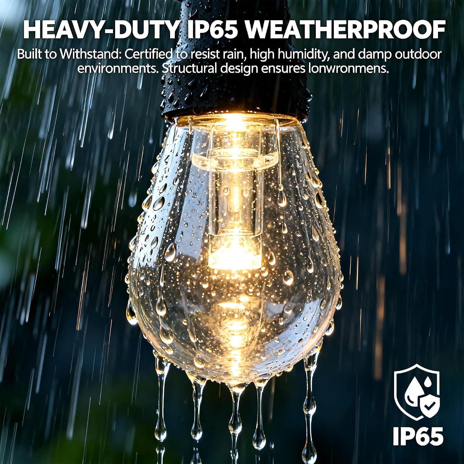 Outdoor String Lights 50FT, RGBW Clear ST14 Bulbs with App Control — image 3 of 8