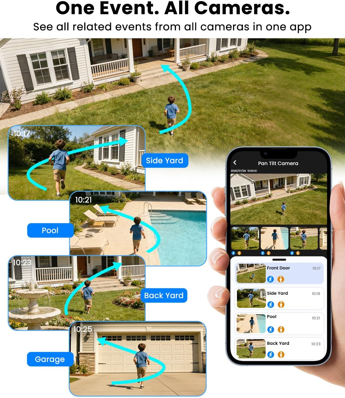 4 pack 4K Security Cameras Wireless Outdoor, No Subscription, Works in -14°F Cold [2026 NEW] Solar-Powered Home Security Camera System with 360° Auto Tracking, Color Night Vision, 5G & 2.4G WiFi, Easy — image 4 of 9