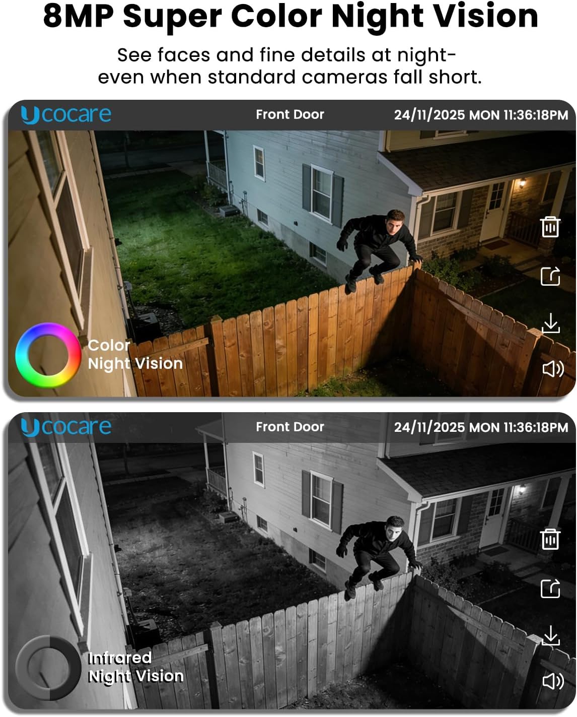 4 pack 4K Security Cameras Wireless Outdoor, No Subscription, Works in -14°F Cold [2026 NEW] Solar-Powered Home Security Camera System with 360° Auto Tracking, Color Night Vision, 5G & 2.4G WiFi, Easy — image 6 of 9