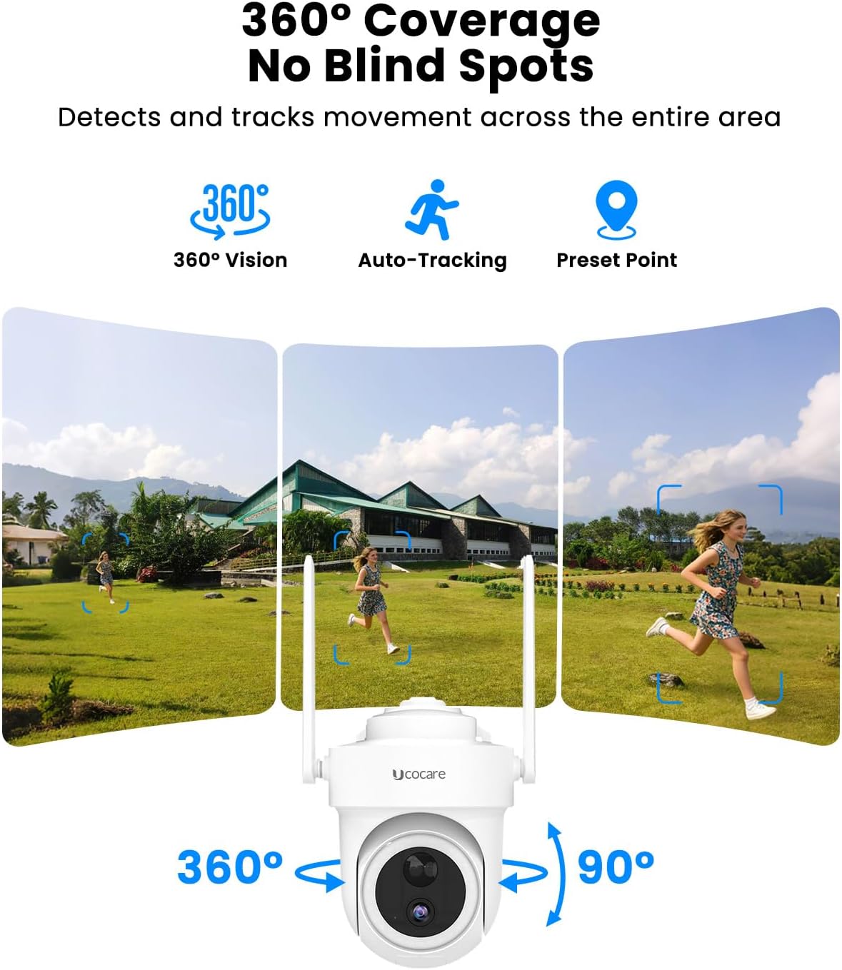 4 pack 4K Security Cameras Wireless Outdoor, No Subscription, Works in -14°F Cold [2026 NEW] Solar-Powered Home Security Camera System with 360° Auto Tracking, Color Night Vision, 5G & 2.4G WiFi, Easy — image 7 of 9