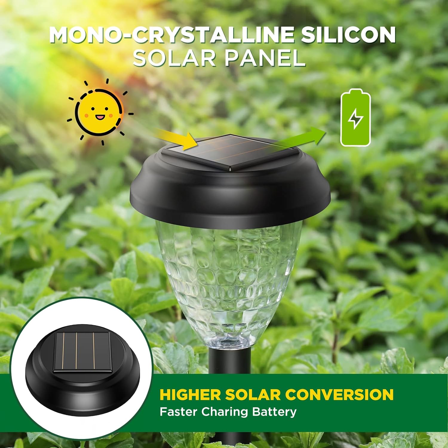 10-Pack Super Bright Solar Lights Outdoor Waterproof, Dusk to Dawn Up to 12 Hrs Solar Powered Outdoor Pathway Garden Lights Auto On/Off, LED Landscape Lighting Decorative for Walkway Patio Yard — image 3 of 9