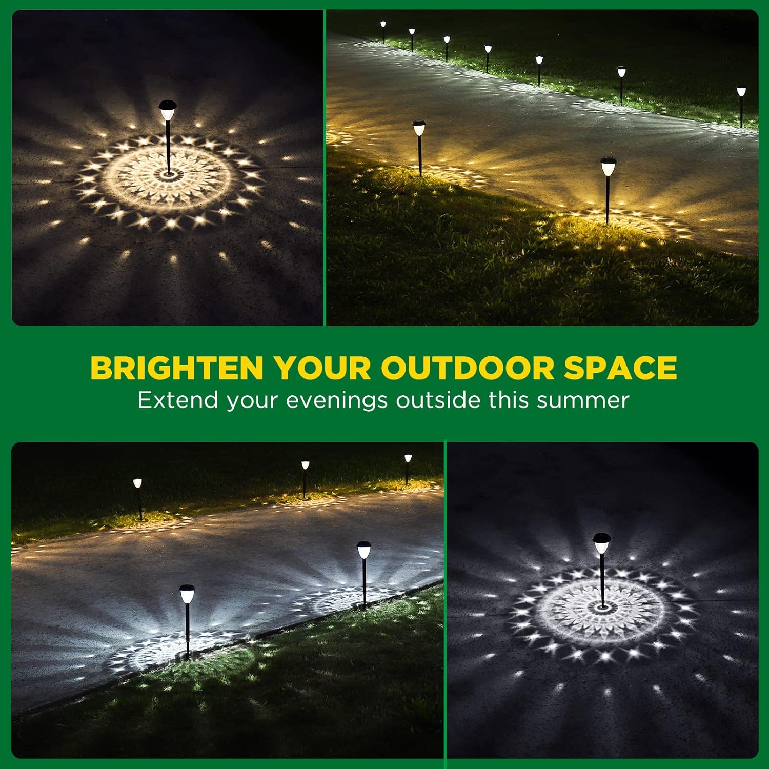 10-Pack Super Bright Solar Lights Outdoor Waterproof, Dusk to Dawn Up to 12 Hrs Solar Powered Outdoor Pathway Garden Lights Auto On/Off, LED Landscape Lighting Decorative for Walkway Patio Yard — image 7 of 9