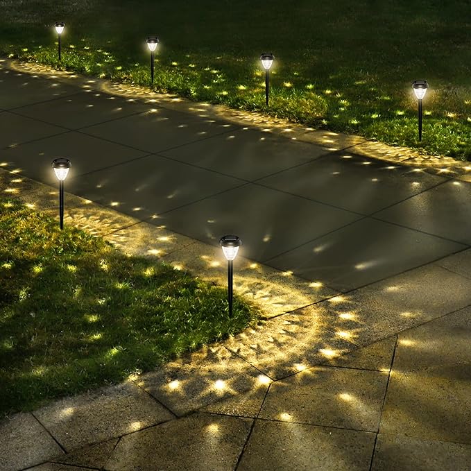 10-Pack Super Bright Solar Lights Outdoor Waterproof, Dusk to Dawn Up to 12 Hrs Solar Powered Outdoor Pathway Garden Lights Auto On/Off, LED Landscape Lighting Decorative for Walkway Patio Yard — image 8 of 9