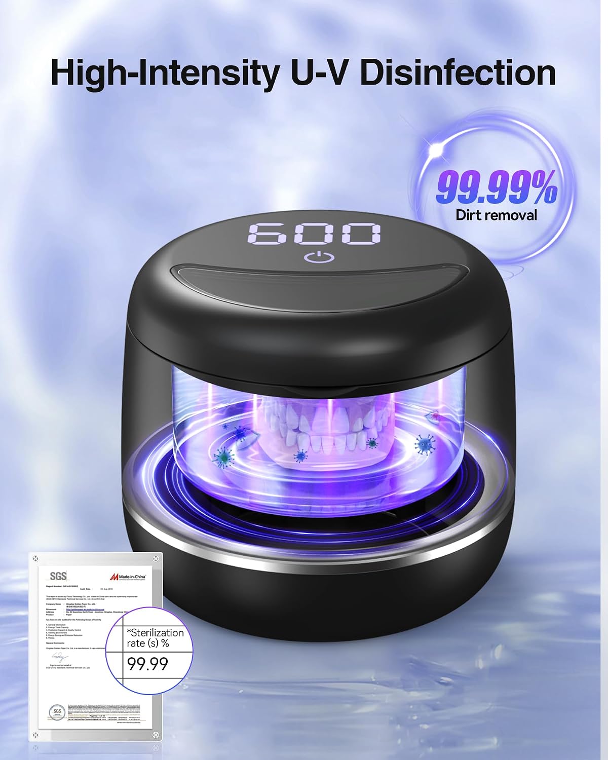 Ultrasonic Retainer Cleaner Machine for Night Guard, 48kHz, 7.8oz — image 3 of 10