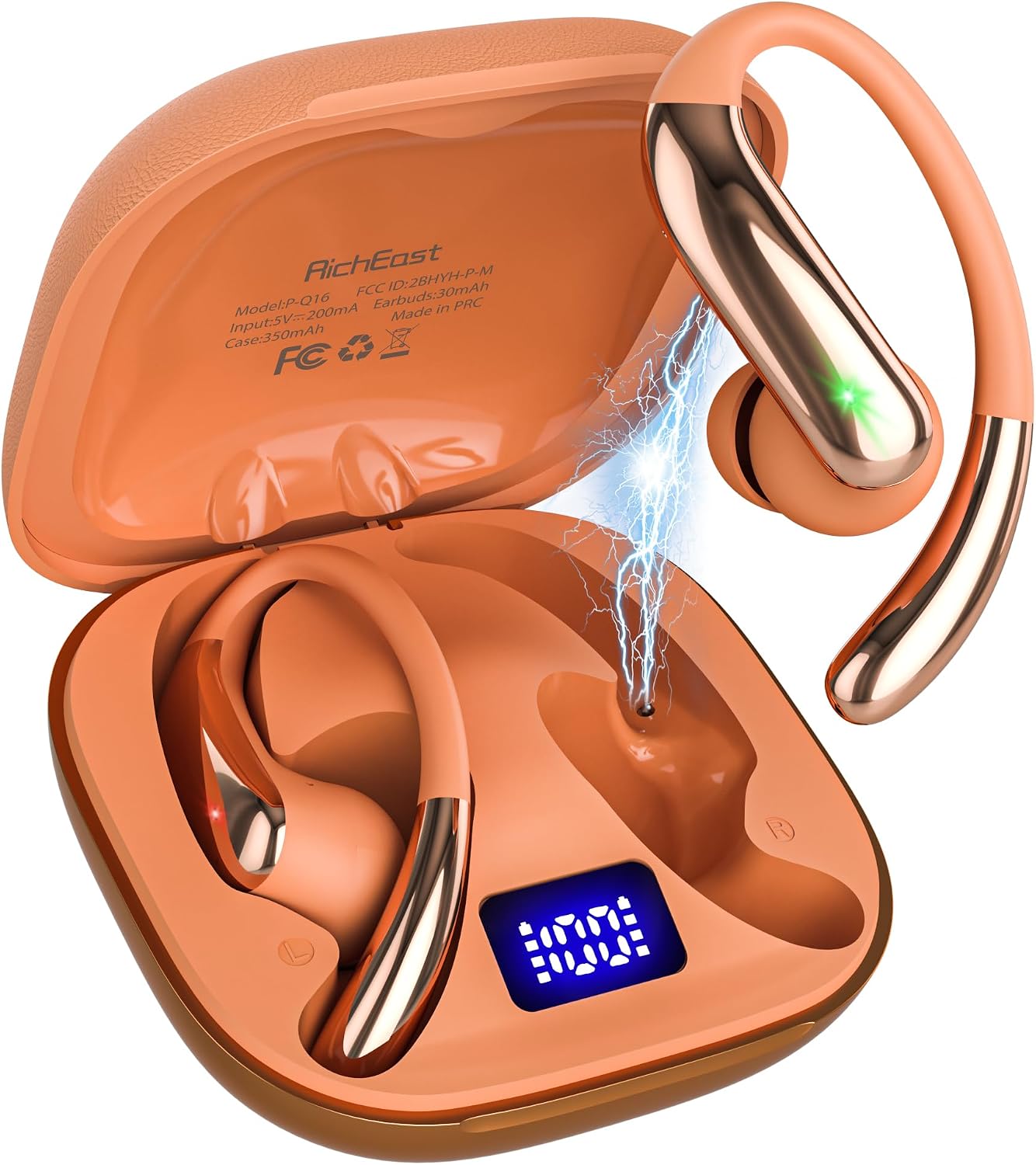 AI Translation Earbuds Real Time 4-in-1 Translation Headphones 50H Playtime Translating Device Audifonos Traductores Inglés Español for Face-to-Face & Travel Business Tangerine — image 12 of 12