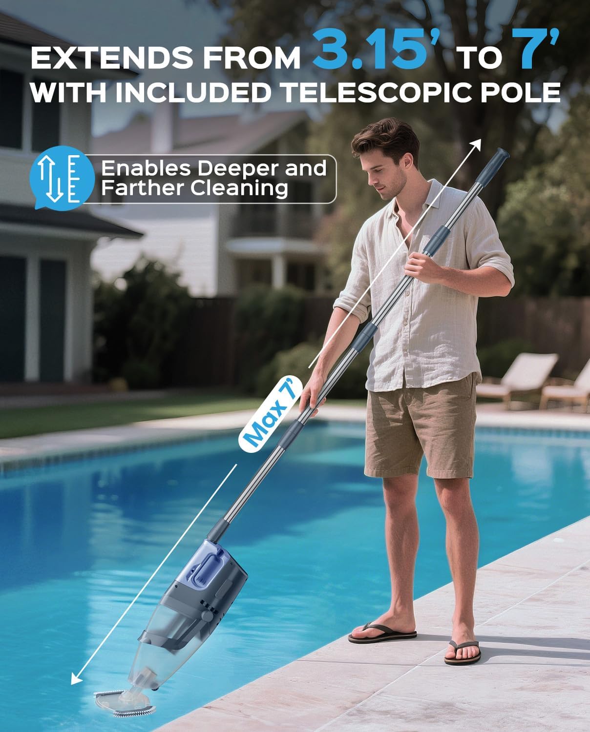 Cordless Handheld Pool Vacuum Cleaner for Inground Pool with Pole — image 5 of 7