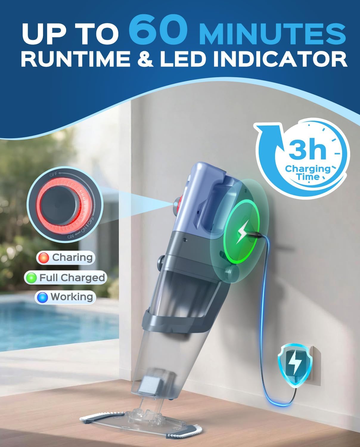 Cordless Handheld Pool Vacuum Cleaner for Inground Pool with Pole — image 7 of 7