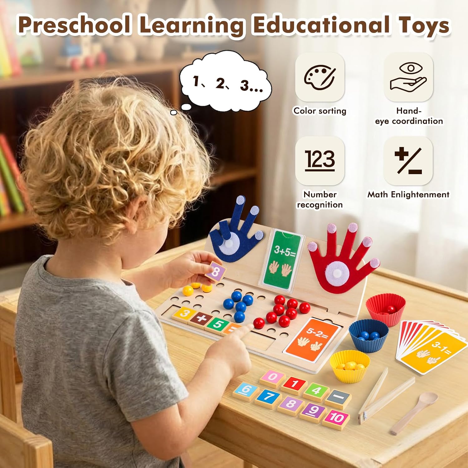 Math Manipulatives Montessori Toys for 3 Year Old Preschool Educational Toy — image 2 of 8