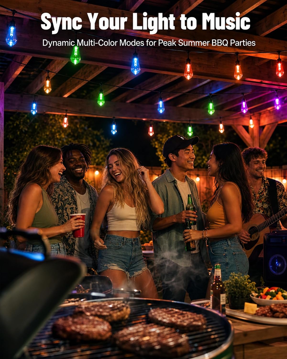 50FT RGBW Outdoor String Lights 24V Dimmable Patio — image 2 of 9