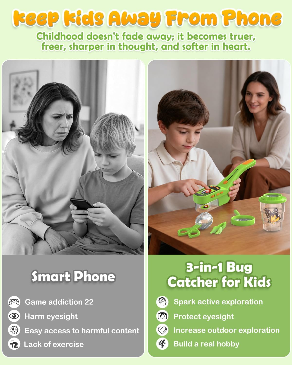 Bug Catcher for Kids,Kids Microscope,3-in-1 Insect Catching Kit for Kid — image 2 of 10