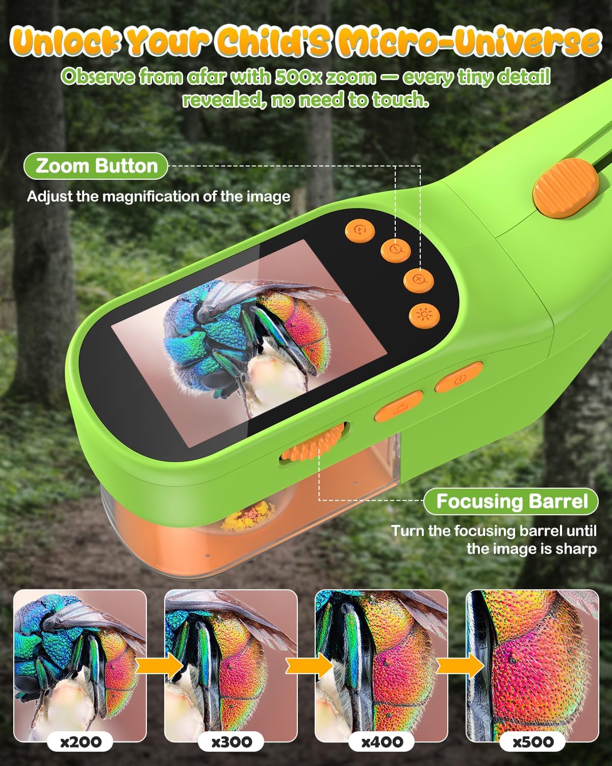 Bug Catcher for Kids,Kids Microscope,3-in-1 Insect Catching Kit for Kid — image 3 of 10