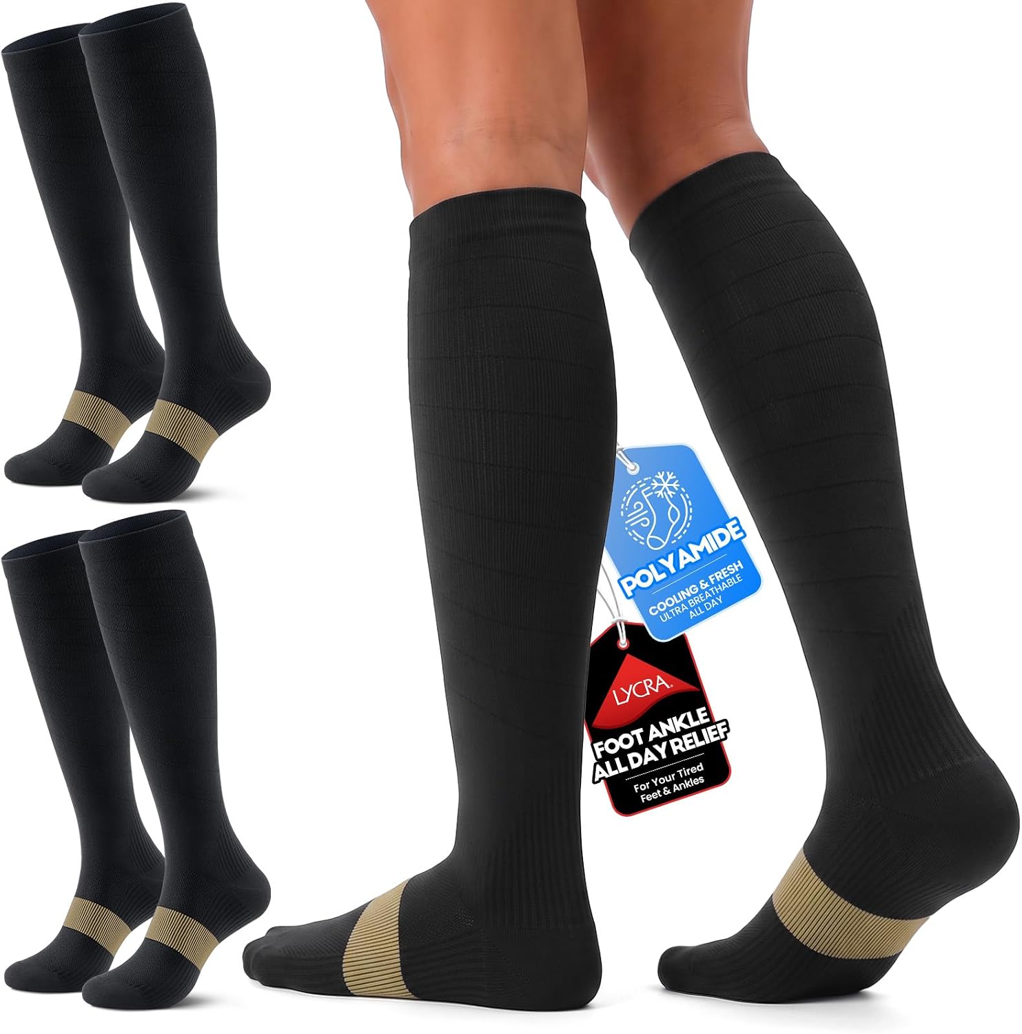 Compression Socks Women Men, All-Day Comfort 20-30mmHg Circulation Support for Nurse Travel Flying Daily Running Sports Use — image 2 of 8