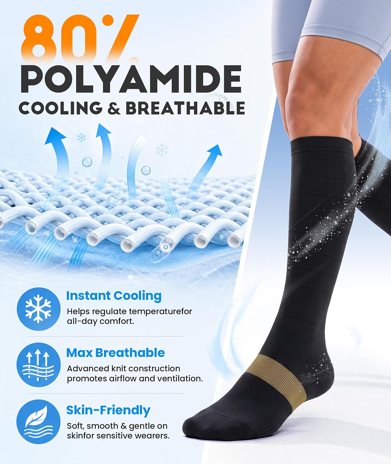 Compression Socks Women Men, All-Day Comfort 20-30mmHg Circulation Support for Nurse Travel Flying Daily Running Sports Use — image 4 of 8