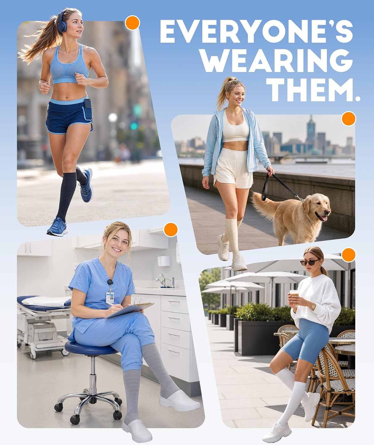 Compression Socks Women Men, All-Day Comfort 20-30mmHg Circulation Support for Nurse Travel Flying Daily Running Sports Use — image 6 of 8