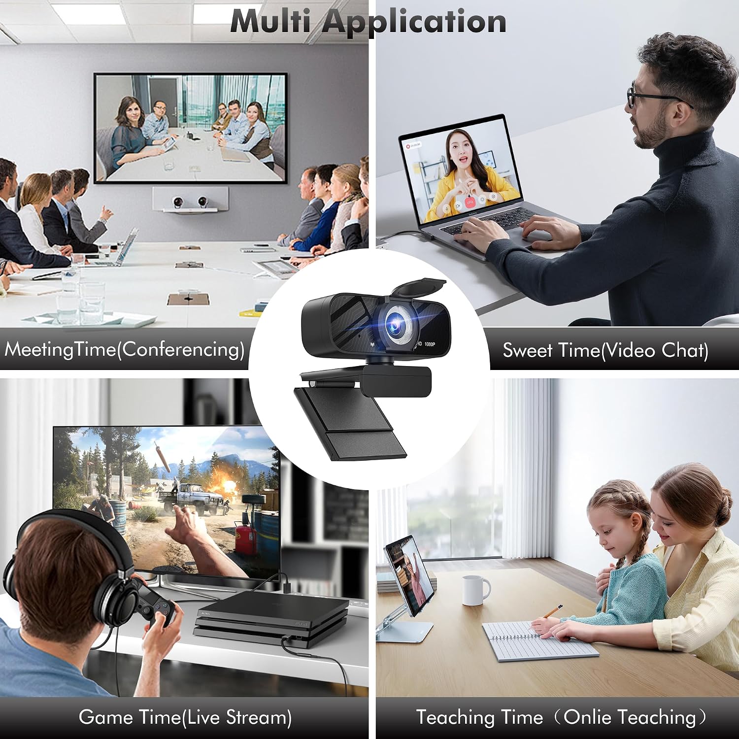 HD Pro PC Webcam, Full HD 1080p/30fps Video, Clear Audio, 120° FOV, Light Correction, Works with Microsoft Teams, Google Meet, Zoom, Mac/Laptop — image 6 of 7