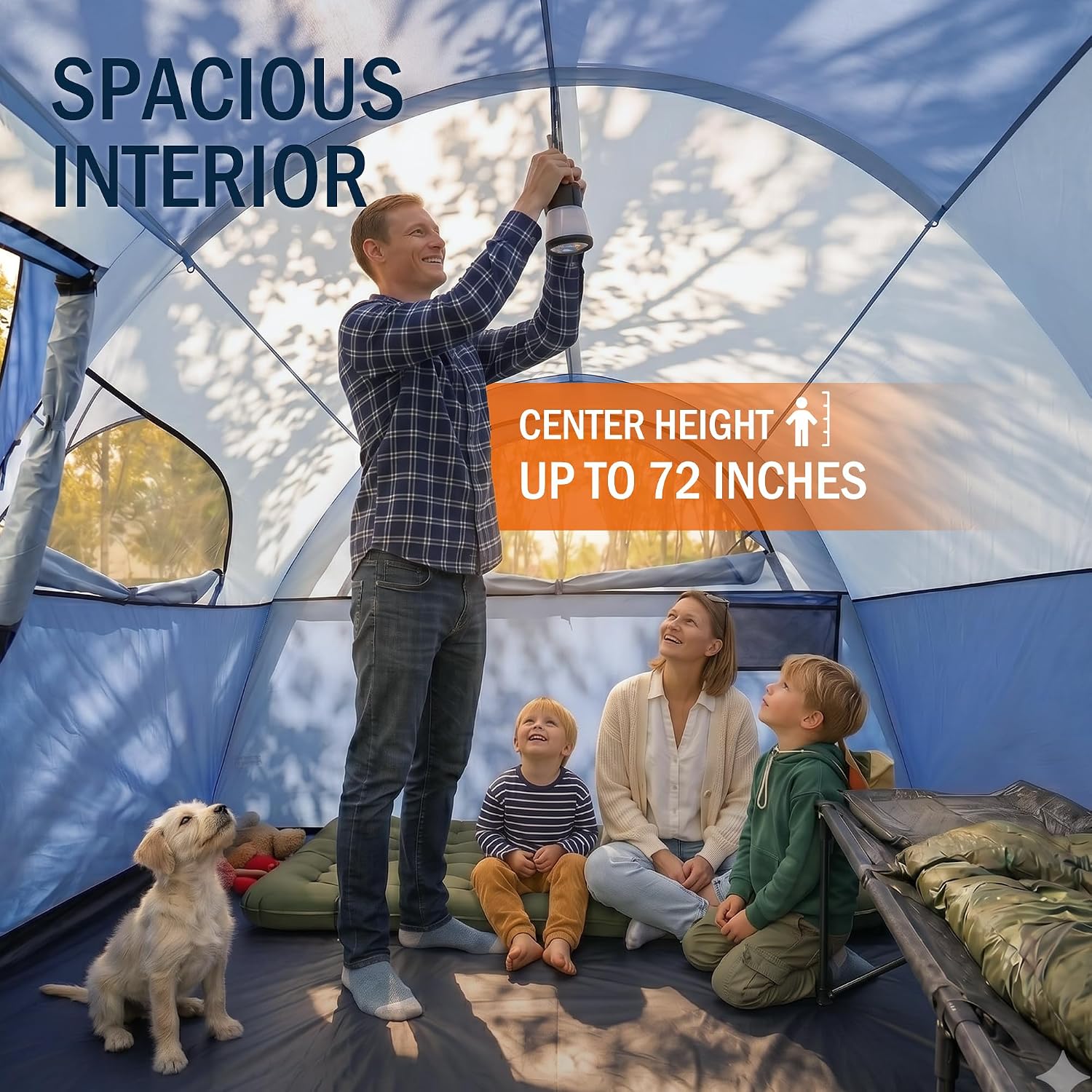 Camping Tent for 8 Person, 3 Room Family Tent with Rainfly — image 5 of 9