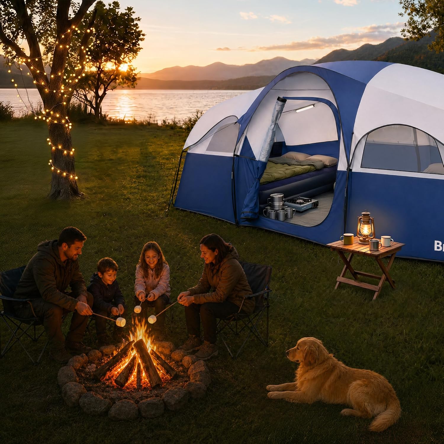 Camping Tent for 8 Person, 3 Room Family Tent with Rainfly — image 8 of 9