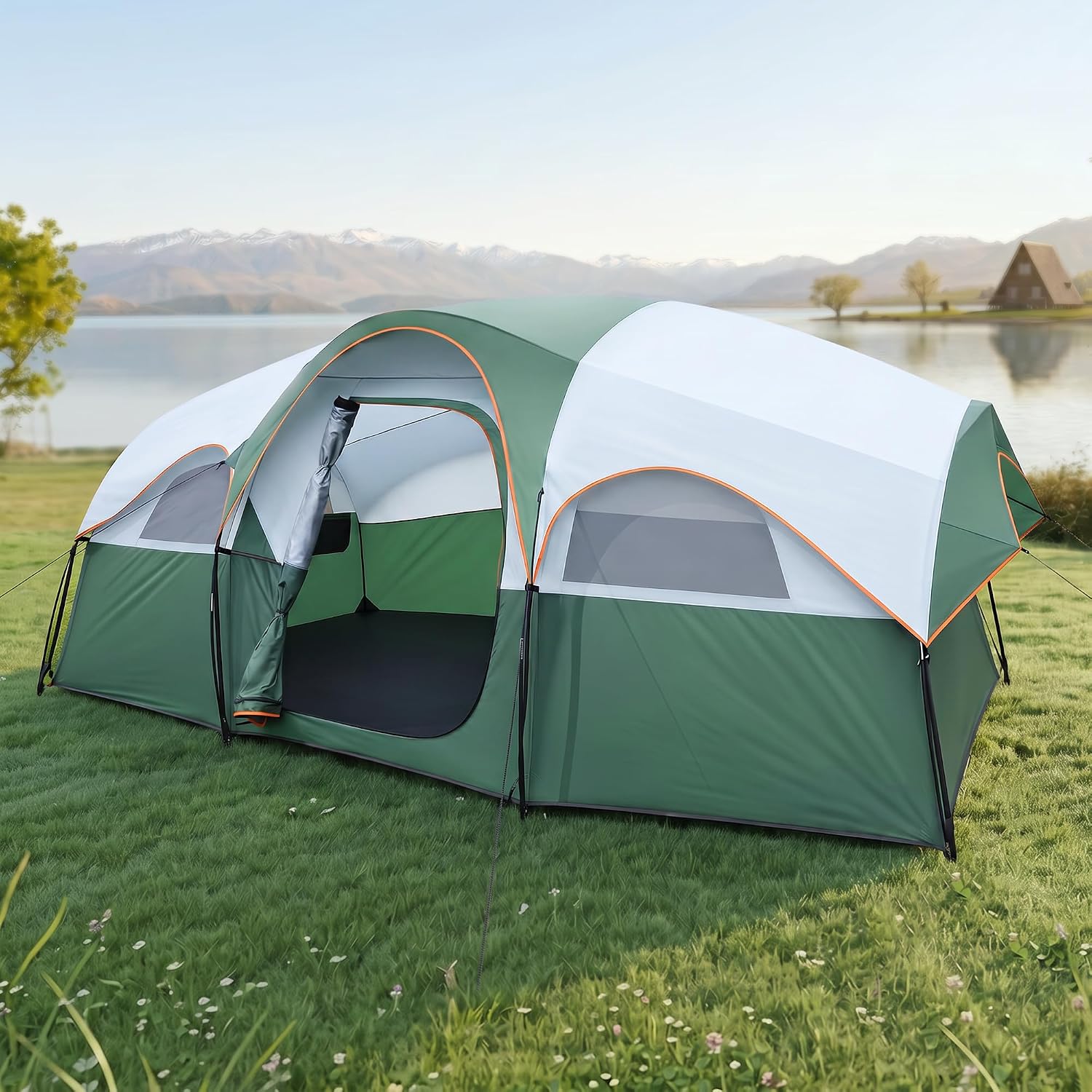 Camping Tent for 8 Person, 3 Room Family Tent with Rainfly — image 9 of 9