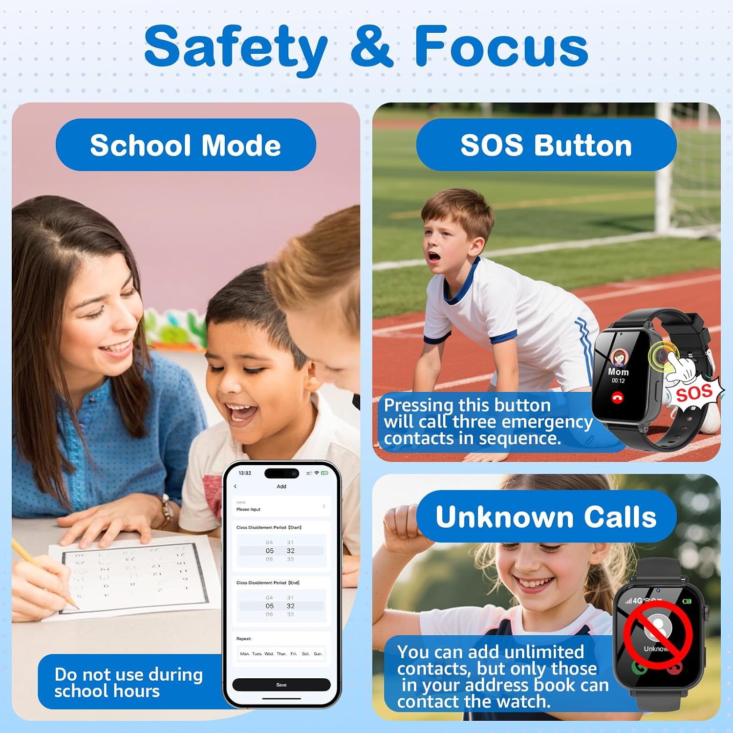 Kids Smart Watch for Boys Girls, 4G Smartwatch Phone for Children with GPS, Call, SOS, Video/Voice Chat, Parental App, Alarm, HD Touchscreen Watches for Kid Gifts Ages 4-12, Bright Grey — image 5 of 7