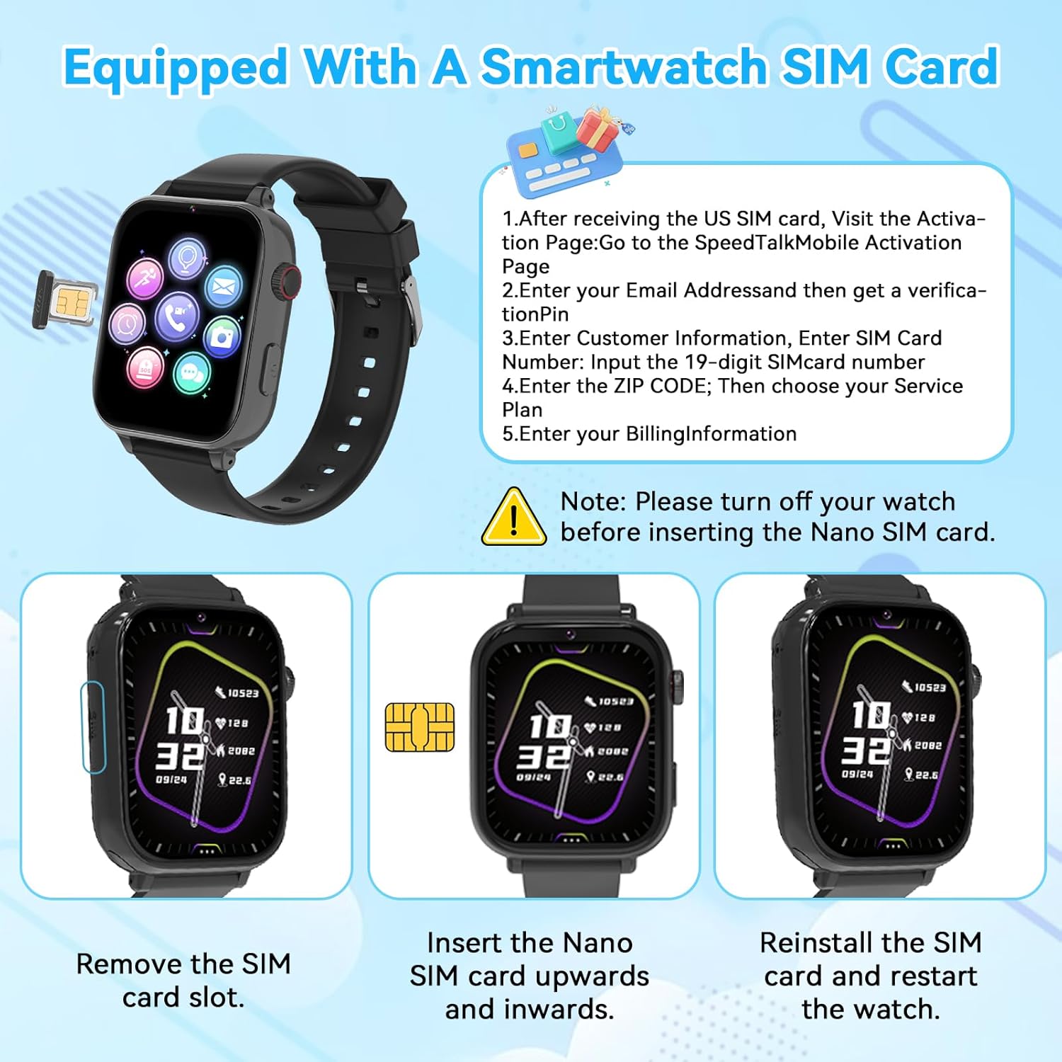 Kids Smart Watch for Boys Girls, 4G Smartwatch Phone for Children with GPS, Call, SOS, Video/Voice Chat, Parental App, Alarm, HD Touchscreen Watches for Kid Gifts Ages 4-12, Bright Grey — image 7 of 7