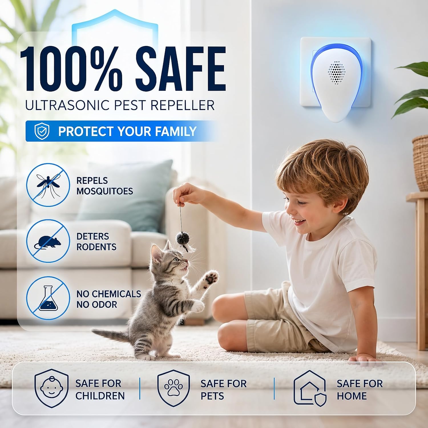 Pest Pro 2026 Ultrasonic Pest Repeller Indoor, Plug in Pest Repellent Ultrasonic Device for Mice, Rodents, Spiders, Roaches and Bugs, Electronic Mouse Repellent for Home, Kitchen, Office, 6 Pack — image 3 of 6