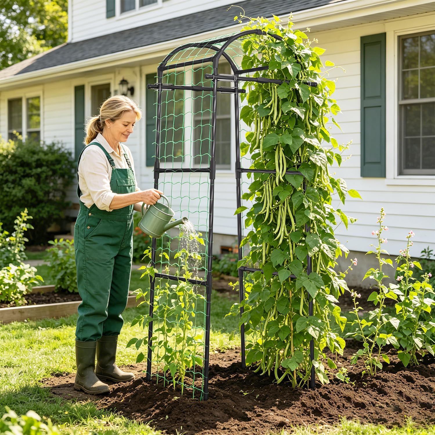 6.8FT Metal Garden Arch Trellis for Climbing Plants Outdoor (32×32×81in) — image 2 of 7