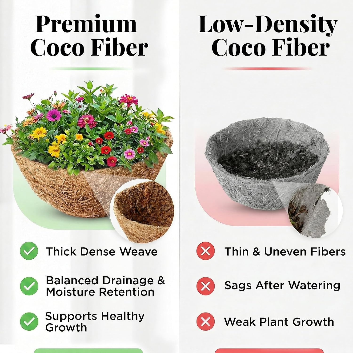 Coco Liners for Planters 14 Inch, 6 Pack Coco Basket Liners for Hanging — image 4 of 6