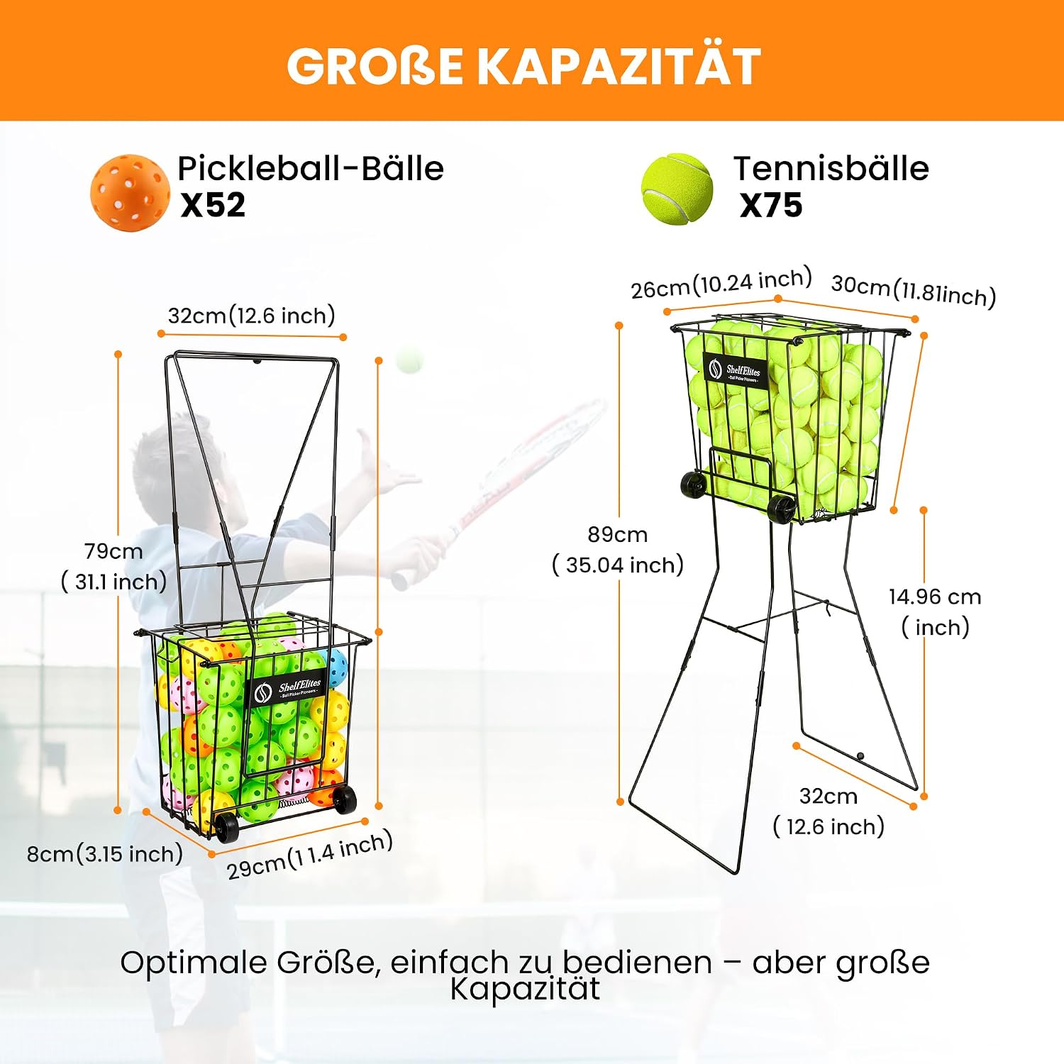 Tennis Ball Hopper, Portable Tennis Ball Holder with Handle for Court, Practice & Training (Large) — image 4 of 8