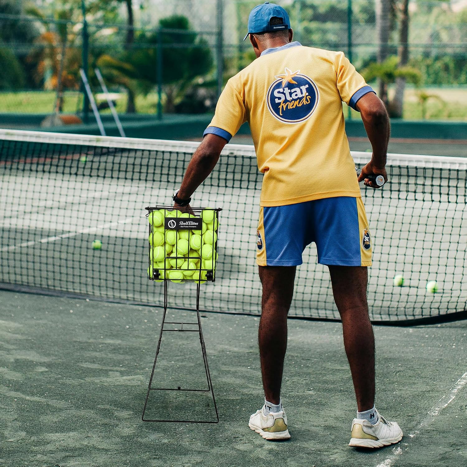 Tennis Ball Hopper, Portable Tennis Ball Holder with Handle for Court, Practice & Training (Large) — image 6 of 8