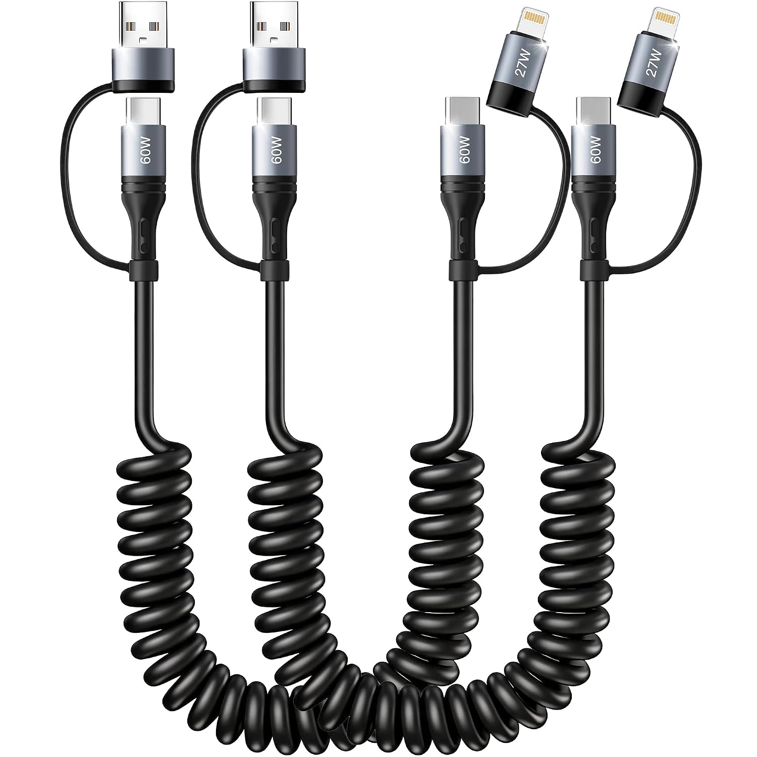 Coiled USB C Cable,60W Short USB C to USB C Cable Fast Charging Cord