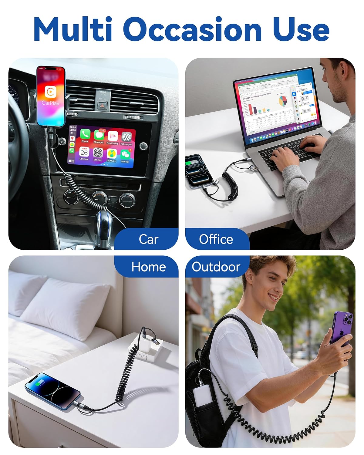 Coiled USB C Cable,60W Short USB C to USB C Cable Fast Charging Cord — image 6 of 8