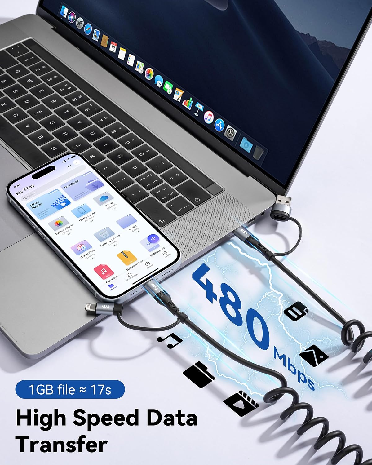 Coiled USB C Cable,60W Short USB C to USB C Cable Fast Charging Cord — image 7 of 8